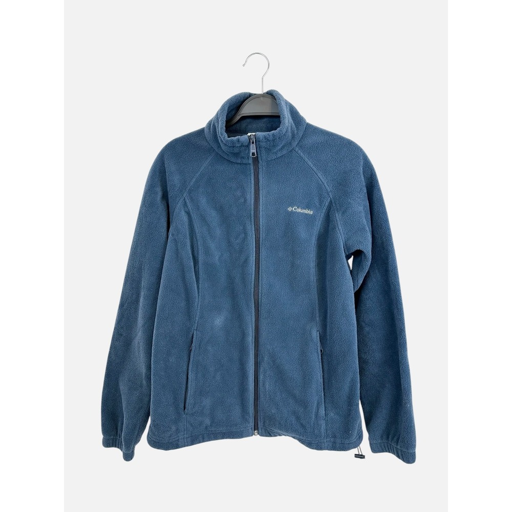 Columbia Sportswear Womens Large Blue Full Zip Fleece Jacket Mock Neck Outdoor